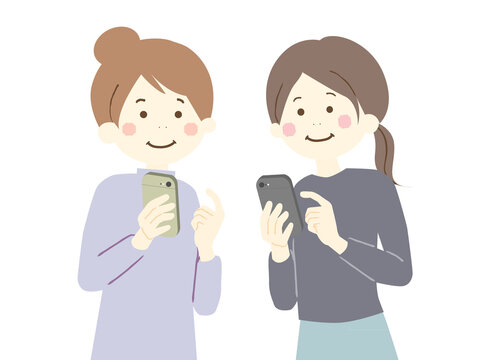 連絡先を交換する女性2人