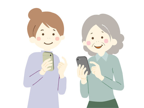 スマホの画面を見せ合う親子