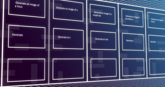 Animation of binary coding over ai landscape icons