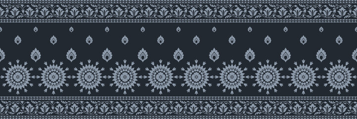 Floral seamless pattern. Vector indian decorative wallpaper. Batik indonesia. Colorful pattern with paisley and stylized flowers. Design for wrapping paper, cover, fabric, textile, wallpaper, curtains