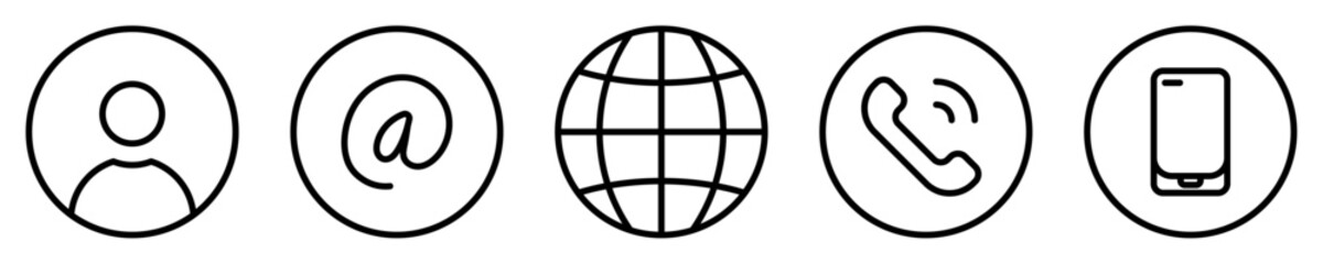 Conjunto de iconos de contactos. Concepto de comunicación. Aplicación, usuario, llamada, conectividad, correo electrónico. Ilustración vectorial