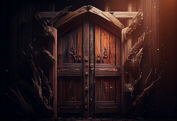 Old vintage wooden door background, generative ai