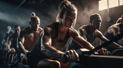 Obraz na płótnie Canvas people training in a gym