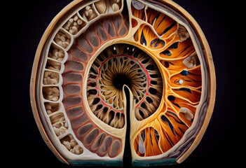 Cross section of the spinal cord. Generative AI