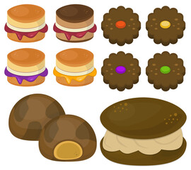 Set of cookies concept illustration biscuits food icons