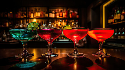 Cocktails on a Bar