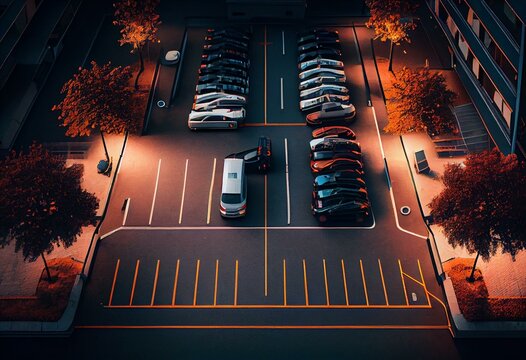 Parkplatz mit Assistenzsystemen. Generative AI