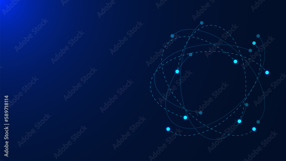 Poster global communication technology concept with glowing dots and lines connection background design.