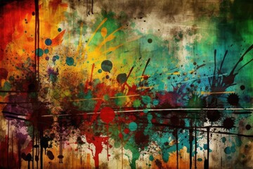vibrant abstract painting with splashes of color. Generative AI