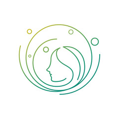 The minimalist woman face logo with leaves and circular lines is suitable for beauty, health, and other related businesses.
