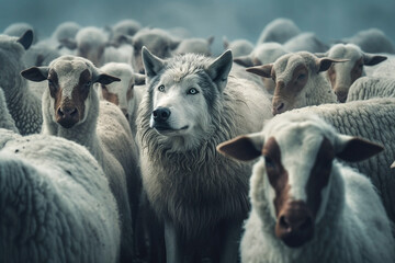 Ai generated image of a wolf in sheeps clothing - 589719140
