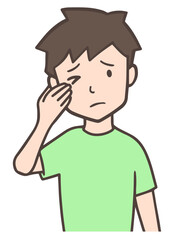 かすみ目、目がかゆい男性