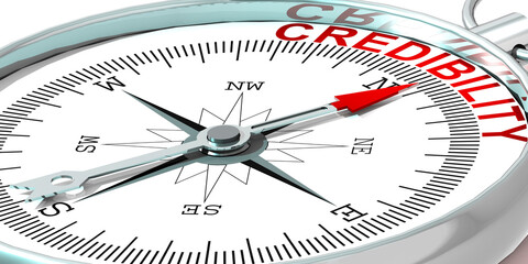 Metal compass with credibility word © tang90246