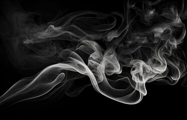 Smoke drift on black background. Mysterious eerie black and white smoky wallpaper mesmerizing 