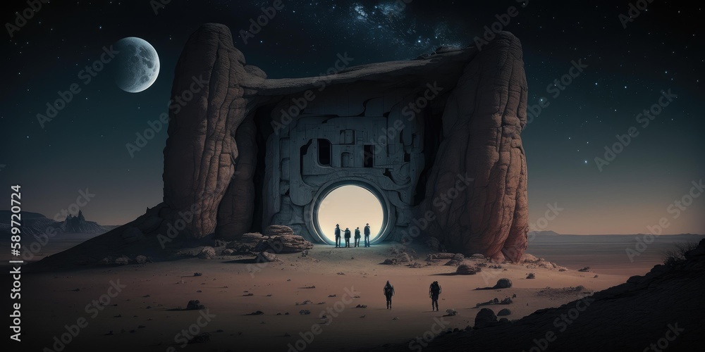 Wall mural outer planet landscape with from sci fi novel. superlative generative ai image.