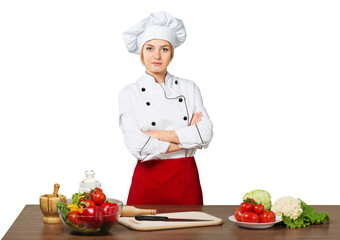 Young beautiful woman Cooking in kitchen