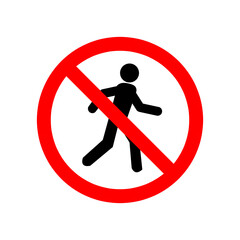  No access for pedestrians prohibition sign on white background..eps