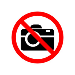 prohibition no camera icon. No Photo sign. Digital photo camera symbol. Photograph red sign warning..eps