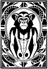 Afrikanische Illustration von einem Affen