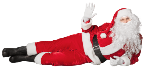 Santa Claus Lying Down and Waving his Hand