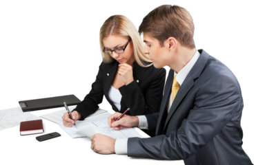 Business people sitting and discussing at business meeting