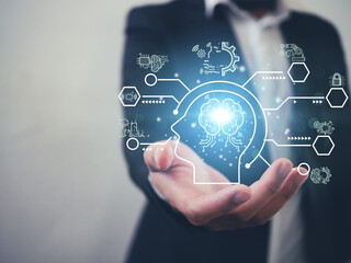 AI chat and Chatbot concept, artificial intelligence digital chatbot for provide access to information and Using AI in Business online network, Technology AI and robot application global connection.