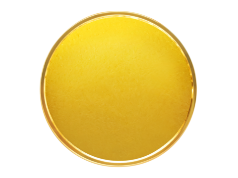 Blank template for gold coin or medal with metal texture PNG transparent