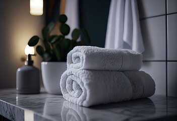 Obraz na płótnie Canvas white towel in a bathroom. Generative AI