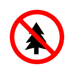  Vector illustration. Forbidden signs set. Christmas tree is prohibited on white background 