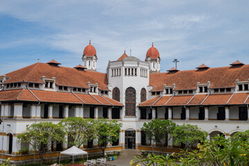 The Old station of Semarang Central Java Semarang, Lawang Sewu. The photo is suitable to use for travel destination, holiday poster and travel content media.