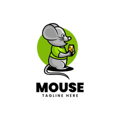 Vector Logo Illustration Mouse Mascot Cartoon Style.