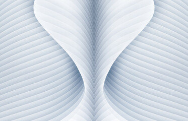 Silver and white abstract curved lines texture background, 3D rendering.