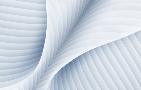 Silver and white abstract curved lines texture background, 3D rendering. © hqrloveq