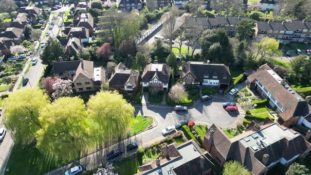 Large houses in Finchley North London UK Drone, Aerial, view from air, birds eye view,