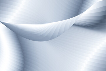 Abstract 3d rendering of white wavy surface. Silver gray wavy lines texture texture background. Futuristic background.