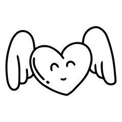 Angel heart icon illustration with transparent background