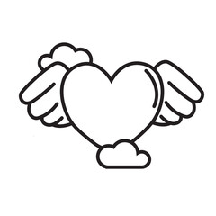 Angel heart icon illustration with transparent background