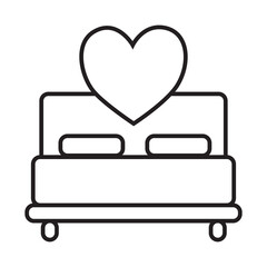 Bed and heart icon illustration with transparent background