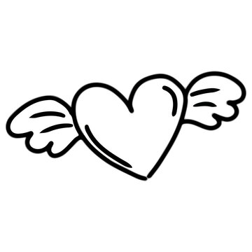 Angel heart icon illustration with transparent background
