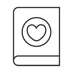 Book and heart icon illustration with transparent background