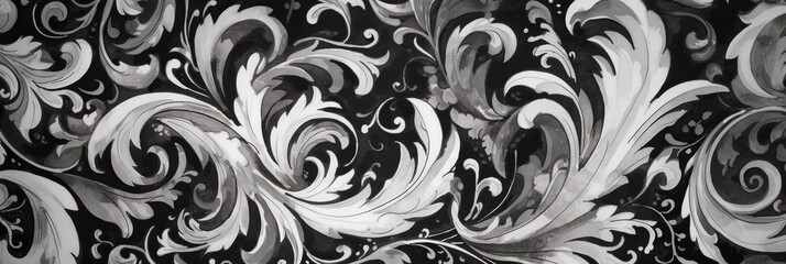 Fototapeta premium black and white watercolor pattern print