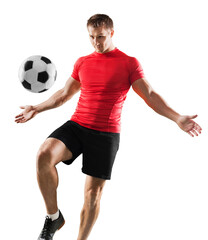 Young Male Soccer Player  isolated white background