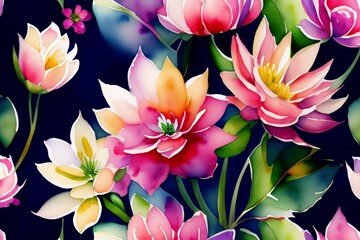 Fototapeta na wymiar watercolor abstract plant and flower wallpaper background, generative AI