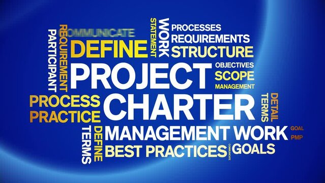 Project Charter animated tag word cloud;text design animation kinetic typography seamless loop.