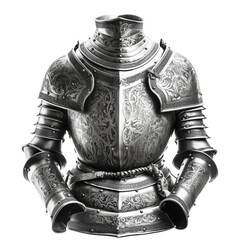 A medieval suit of armor, isolated on a white image. generative AI