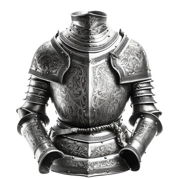 A medieval suit of armor, isolated on a white image. generative AI