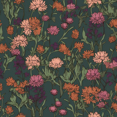  Seamless Spring Floral Digital Paper with Watercolor Flower Pattern,.