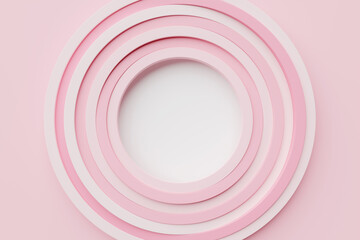 Abstract striped spiral  pink  and white background, 3D illustration