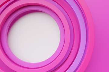 3D rendering abstract  pink  and white  round fractal, portal.  Abstract round spiral.