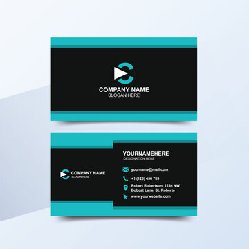 Double-sided creative business card template Landscape orientation Horizontal layout Vector illustration